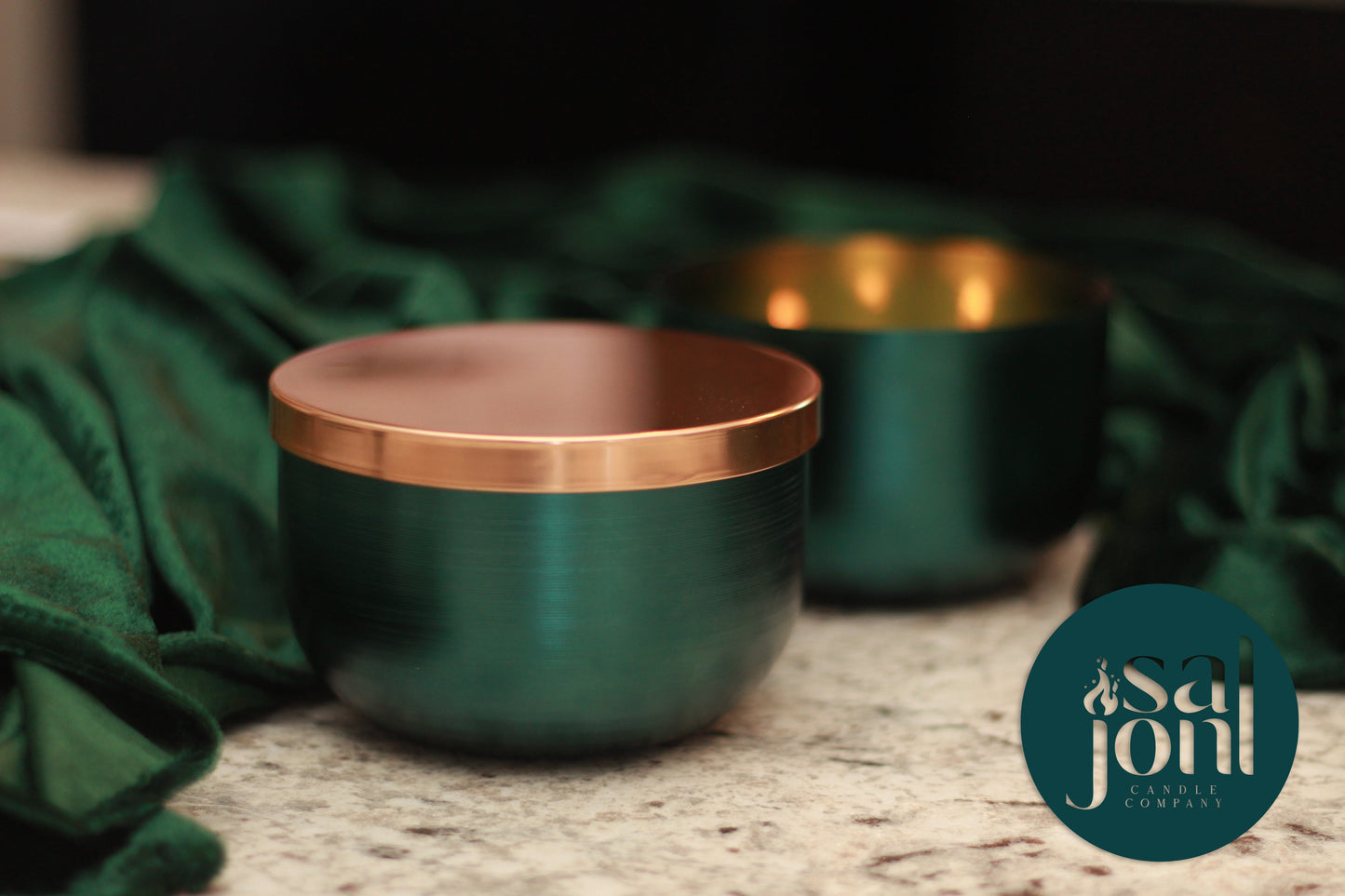 Blazing Bonfire Luxe Brushed Metal Three-Wick Bowl